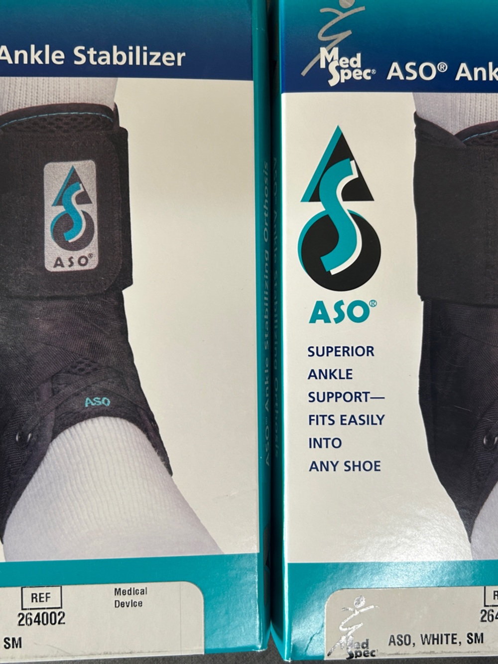 2 ASO Ankle Stabilizer Braces- new in box (unopened)